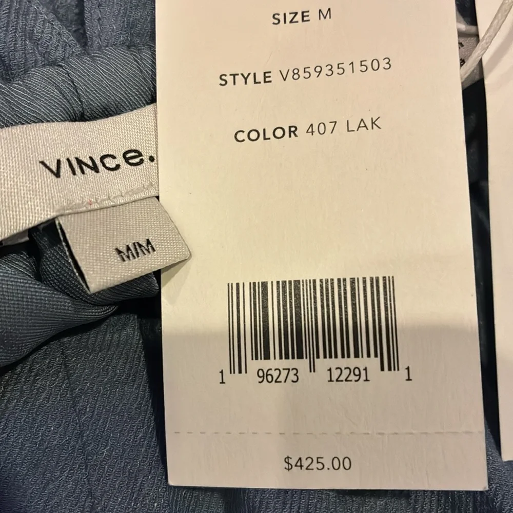 NWT Vince Medium Dusty Blue Gauze Tiered V-Neck Sleeveless Dress (ABBA) - Picture 12 of 16